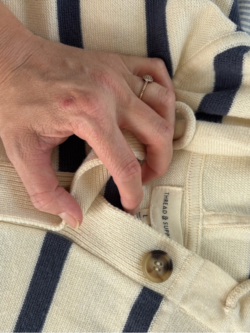 Thread & Supply Cream and Navy Striped Knit Lounge Set - Picture 3 of 6